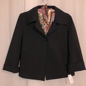 Talbots S Collection Black One Button Cuffed Sleeve Light Jacket